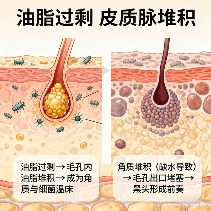 水油失衡如何导致黑头?